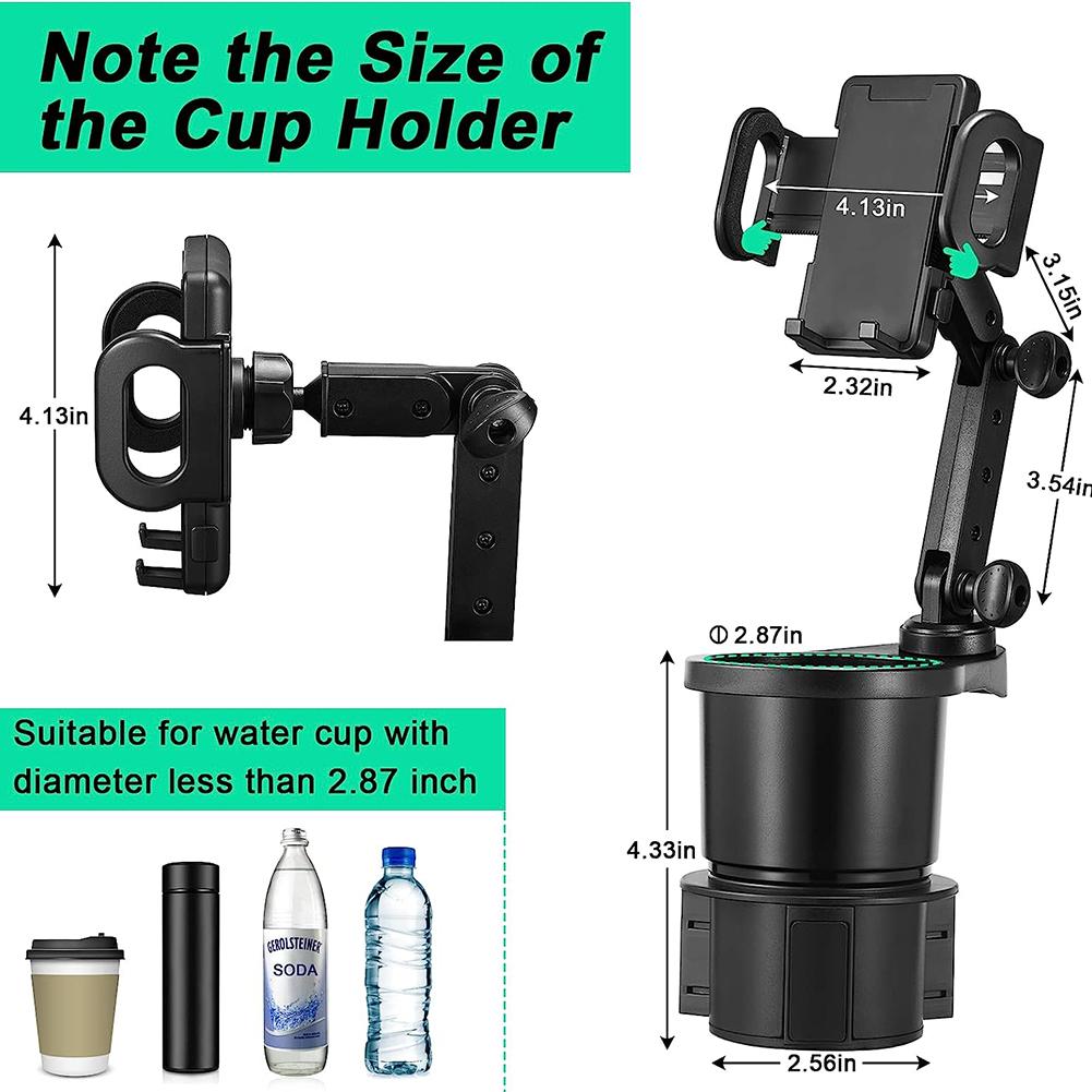 Extensor Suport Pahar Pentru Mașină Rotație 360° Suport Montare Telefon Mobil Compatibil Pentru IPhone/Smartphone-uri Android