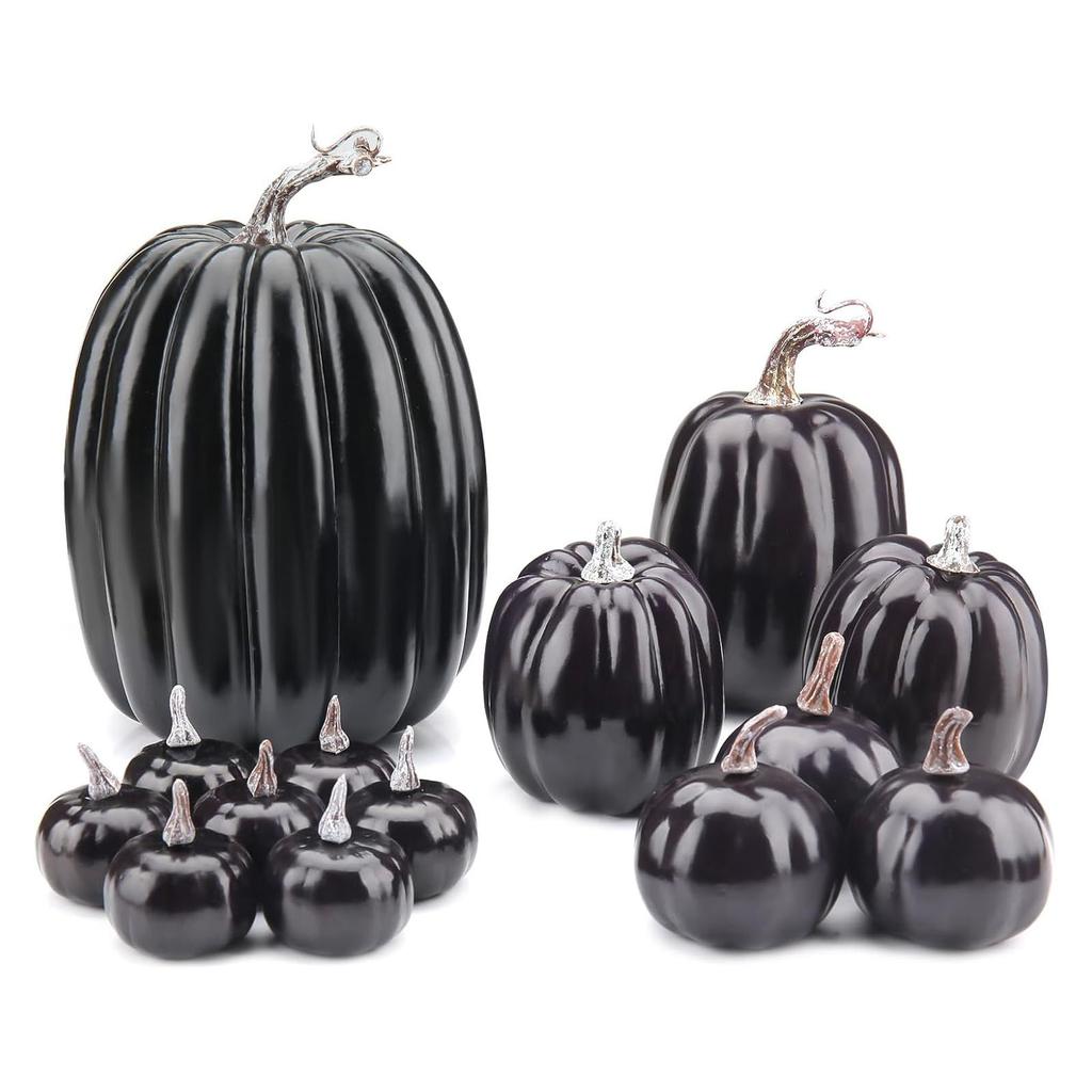 14pcs Artificial Pumpkin Black Foam Creative Lightweight Reusable Decorative Pumpkin for Ornament