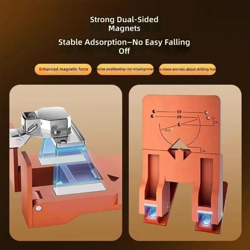 Cabinet Door Hinge Spacer Installation Positioning Tool Magnetic Hinge Jig with Twist Drill Bit For Precise Alignment