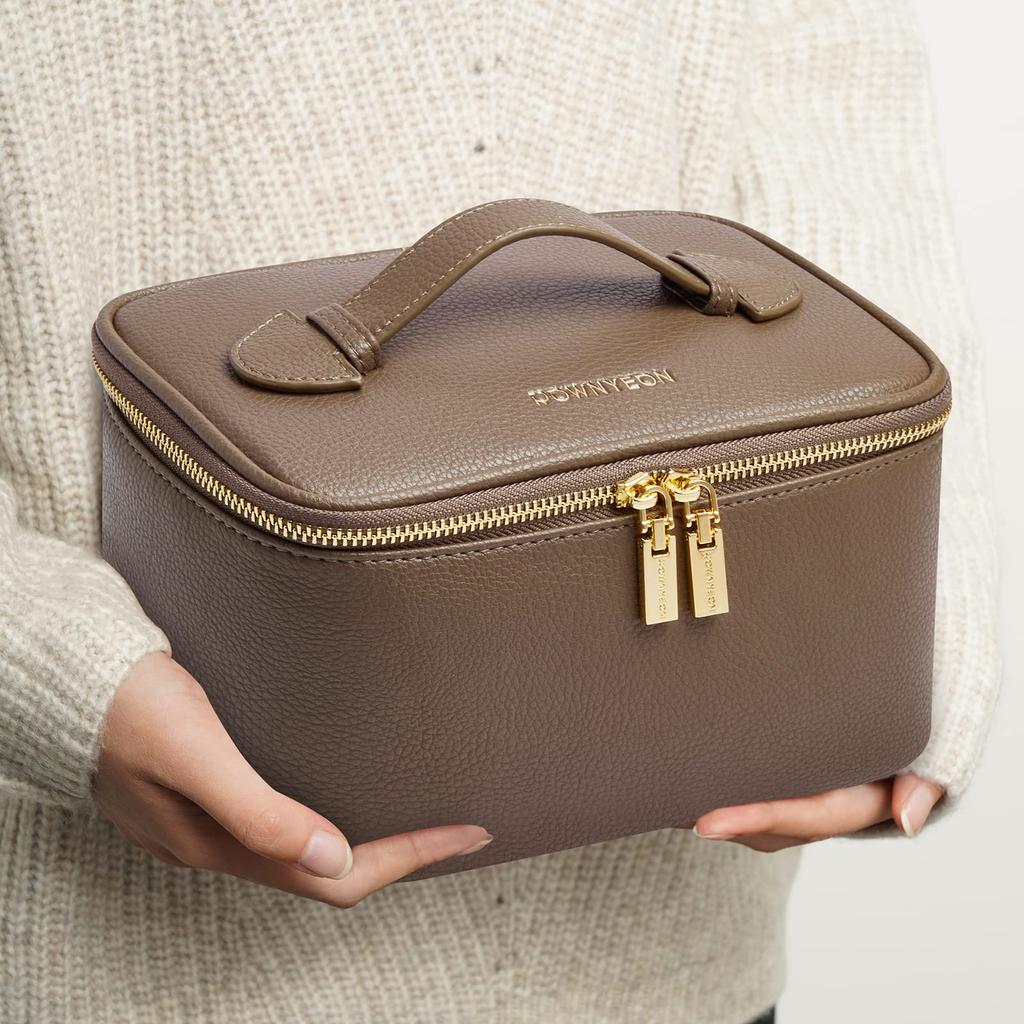 ROWNYEON Makeup Large Capacity Cosmetic Vanity Bag with Brush and Perfect for Makeup Tools Pouch, Pouch, Pocket, Travel-Friendly, Waterproof,