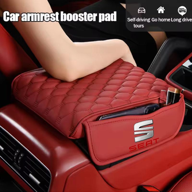 UQKX7 Auto Center Console Armrest Cushion Leather Armrest Pad Storage Box For Seat Leon Ibiza Alhambra Exeo Altea Arona Accessories