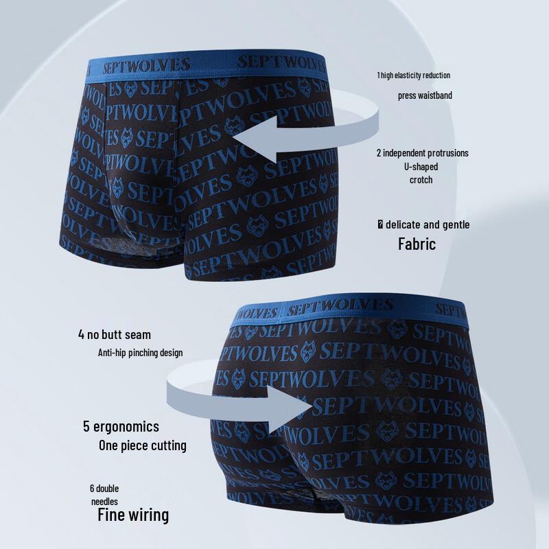 SEPTWOLVES Men's Red Ben Ming Nian Cotton Boxer Briefs (3-Pack)