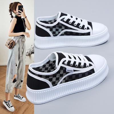 Platform Sneakers Women Shoes 2024 Fashion Canvas Shoes Casual Women's Sport Shoes Flat Lace-up Zapatillas Mujer Chaussure Femme