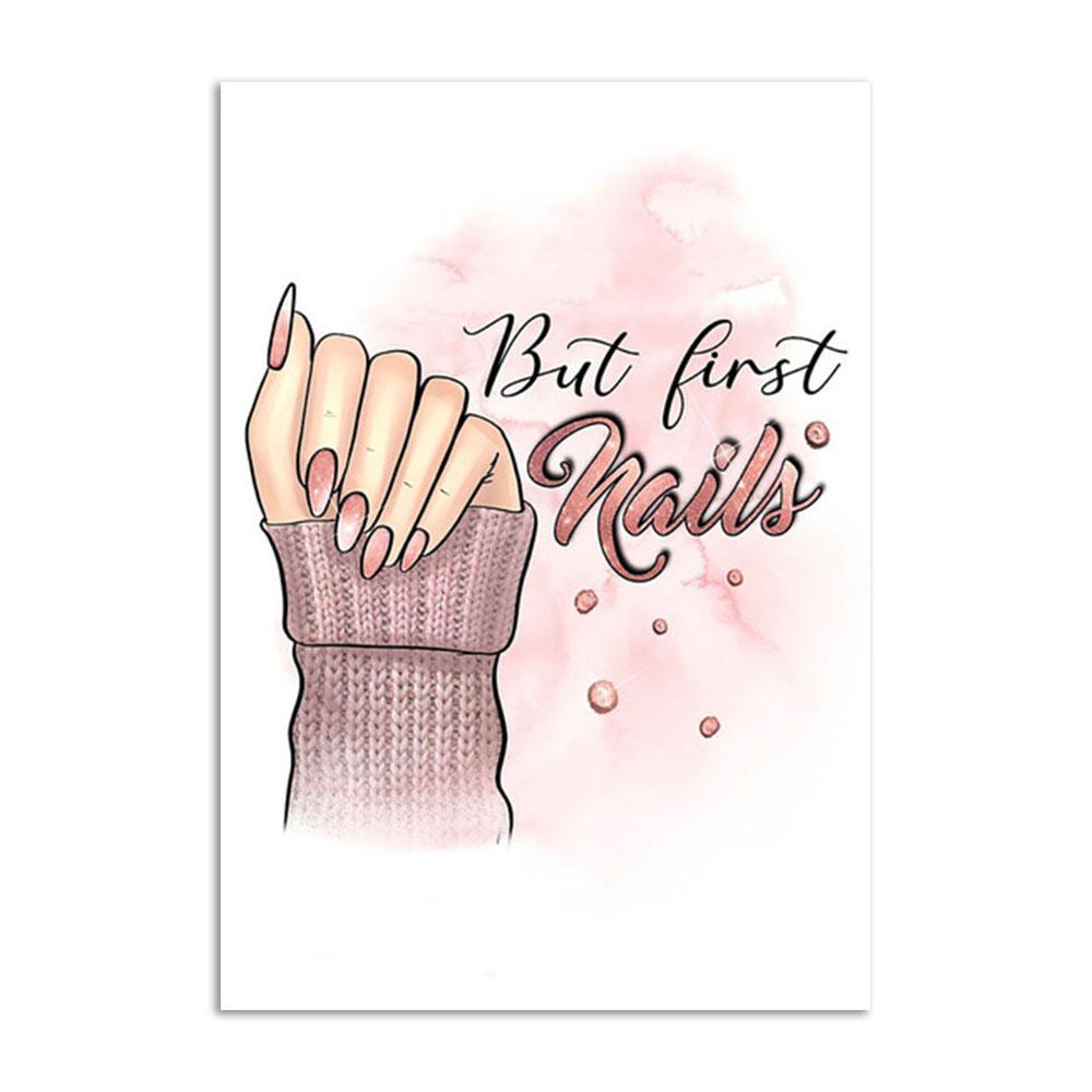 Fashion Women Make Up Wall Art Poster and Prints Nail Rouge Lips Modern Canvas Painting Pink Picture Decoration Office Gift Art