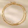 Double Layered Freshwater Pearl Necklace European Style Gold Temperament Necklace For Women