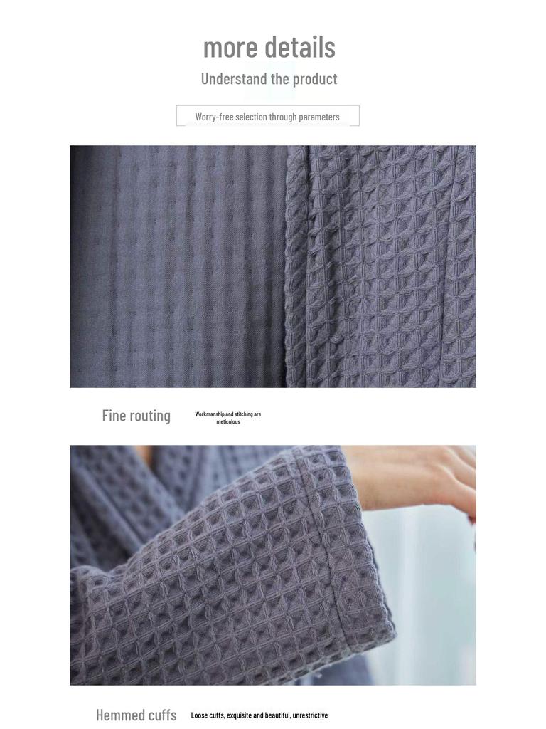 Japanische Baumwoll-Waffel-Yukata-Robe: Ganzjahres-Bademantel für Damen & Herren