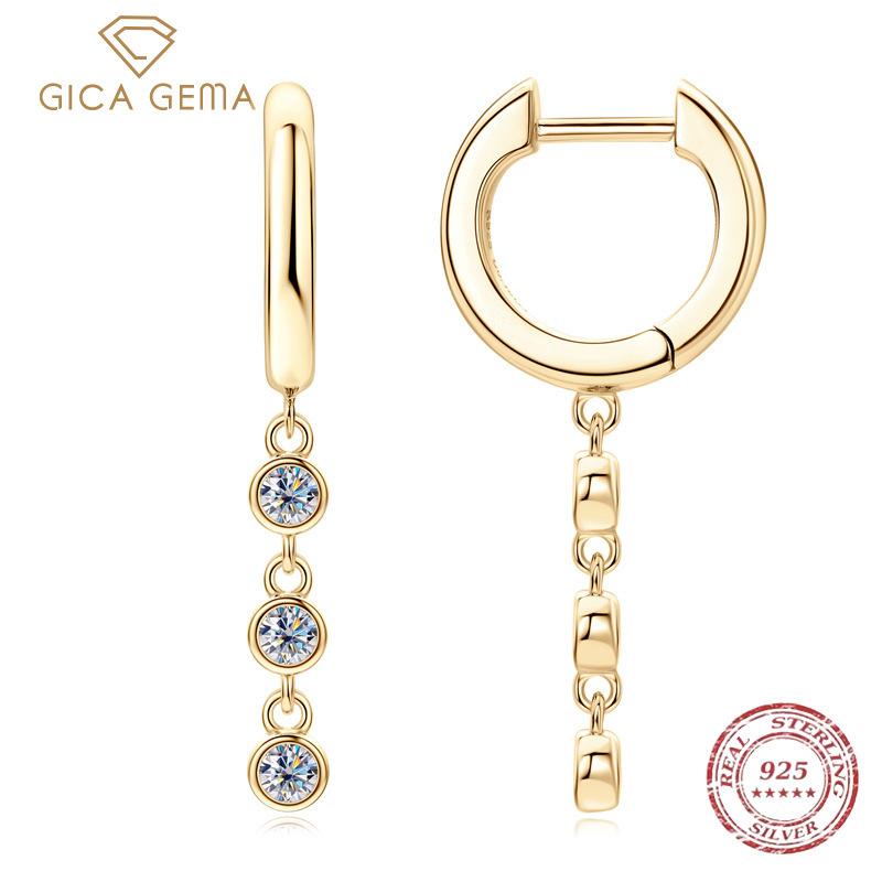 Gica Gema Korean Small Fresh Small Carats 2.5mm Moissanite Tassel Earrings And Drop Party Accessories