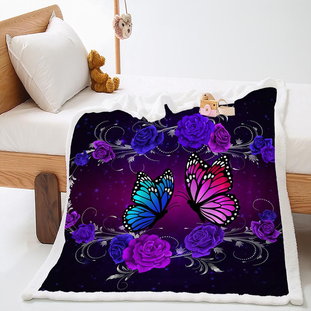 Blanket Butterfly Animal Flower Blanket Lamb Fleece Crystal Fleece Blanket Blanket Universal