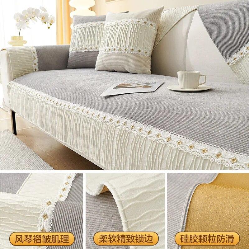 

Французская кремовая подушка для дивана, универсальный противоскользящий роскошный чехол для дивана Four Seasons 70x70cm