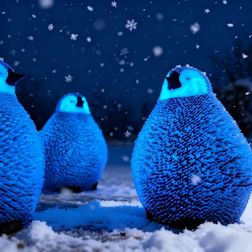 1 Piece of Luminous Penguin-Shaped Ornament, 3D Printed Luminous Blue Lying down Baby Penguin Figurine, Glowing Ornament for