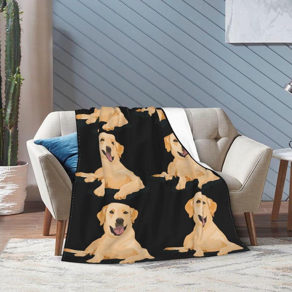 Golden Retriever Blanket Cute Dog Pattern Design Soft Fleece Throw Pet Lover Gift for Dog Owners Home Decor Cozy Bedding