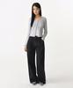 Woman Women'S Linen-Like One-Pleat Extra Wide Denim Pants [Raw Black]