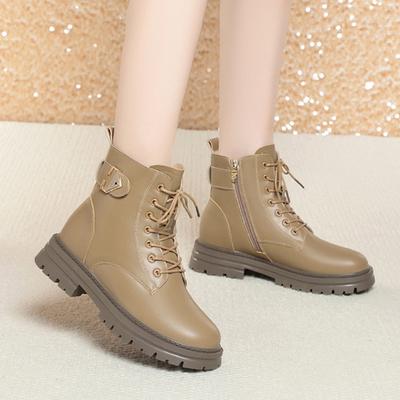 New Genuine Leather Women Snow Boots Women Ankle Boots Thick Wool Warm Snow Boots Warm Plush Leather Ladies Platform Shoes 35-41