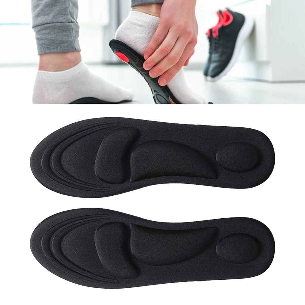 Sports Insoles Soft Sponge High Elastic Shock Absorption Breathable Shoes Cushion for Women Men Black 40 45
