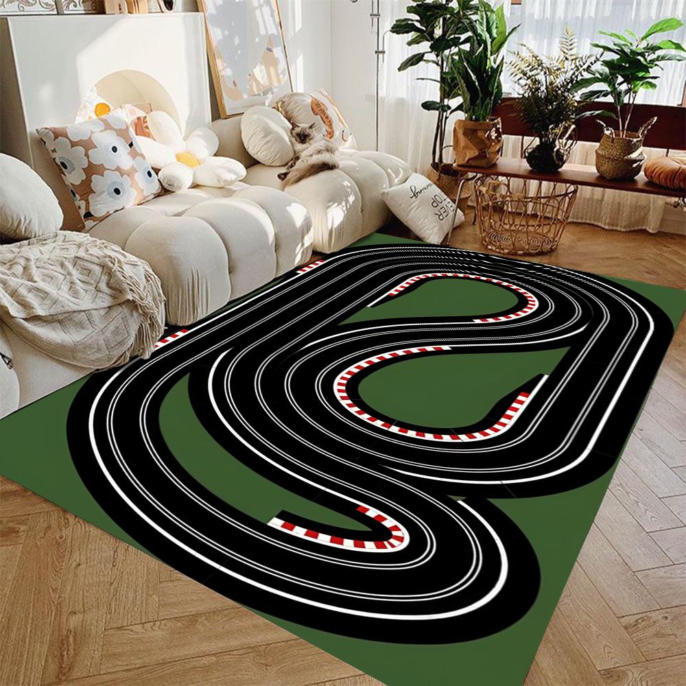 Green High-speed Toy Car Racing Track Carpet Children's Toy Car Play Mat Large Area Carpets for Living Room Nursery Room Gifts