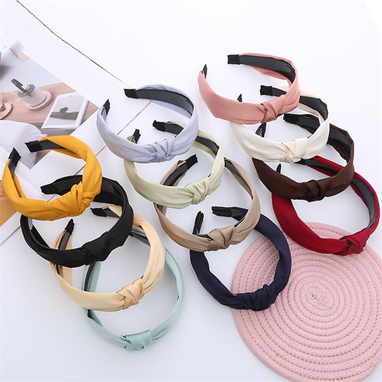 Girls and Ladies Fabric Knotted Hair Band Solid Color Sweet Headband Wholesale Simple Head Hoop Minimalist Modern 10 Colors