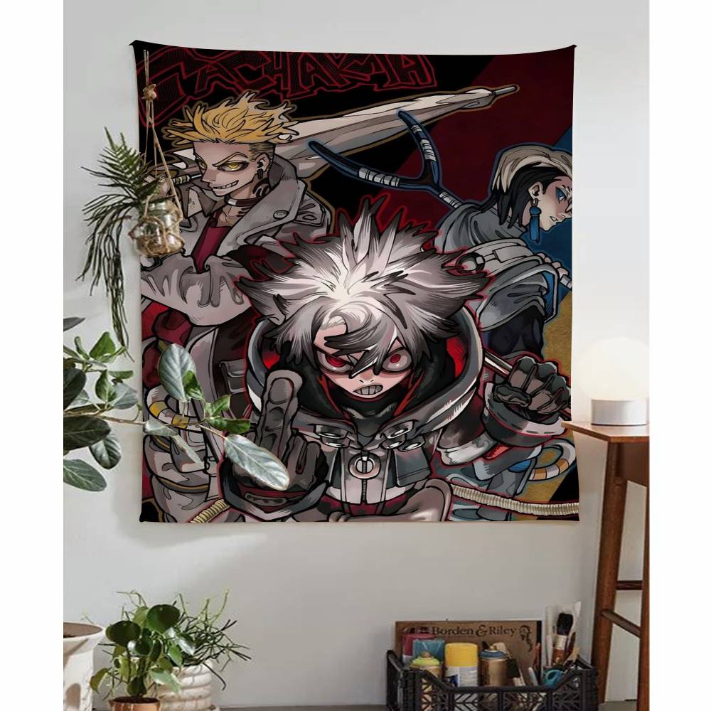 Gachiakuta Anime Character Tapestry Red Japanese Manga Wall Hanging with Action Art Ideal for Otaku Bedroom Edgy Room Decor