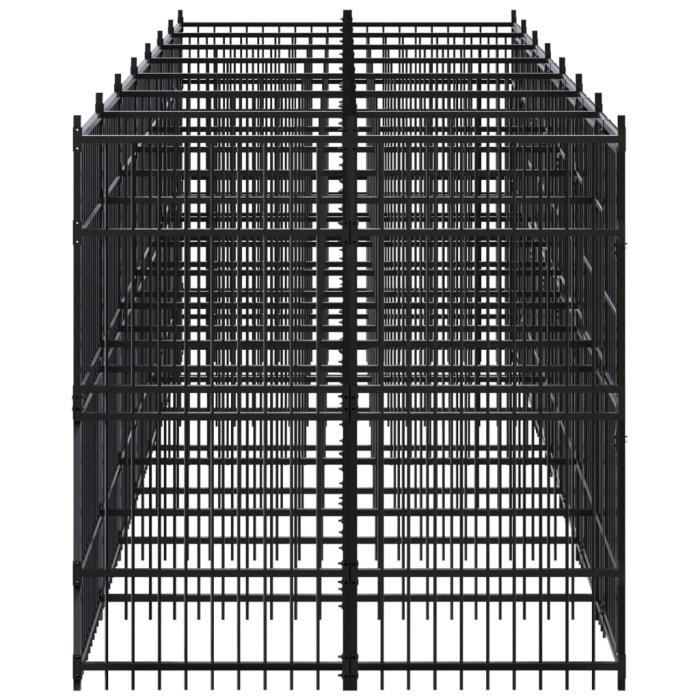 VidaXL Chenil d'extérieur pour chiens Acier 12,9 m², Noir