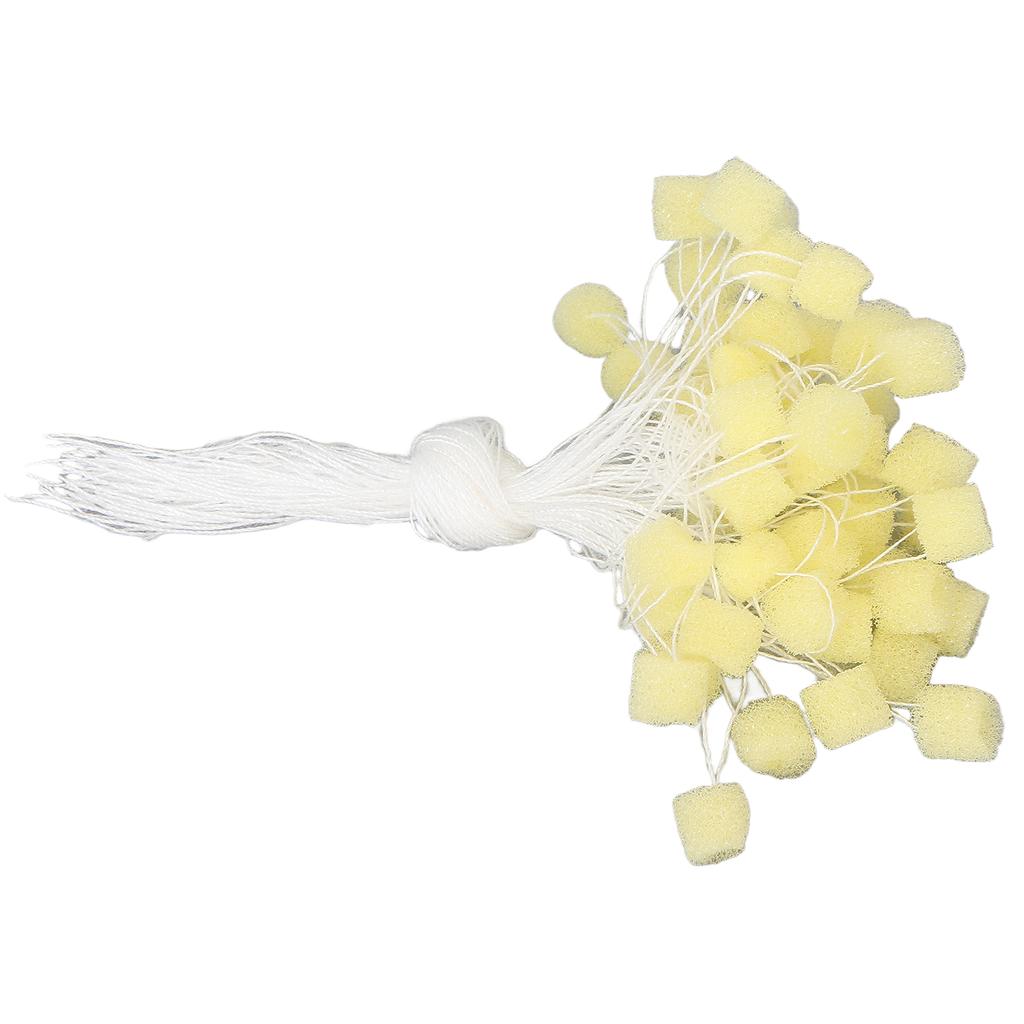 50pcs Hearing Aid Ear Barrier Soft Sponge Ear Plug Hearing Aids Accessories with CordS Yellow
