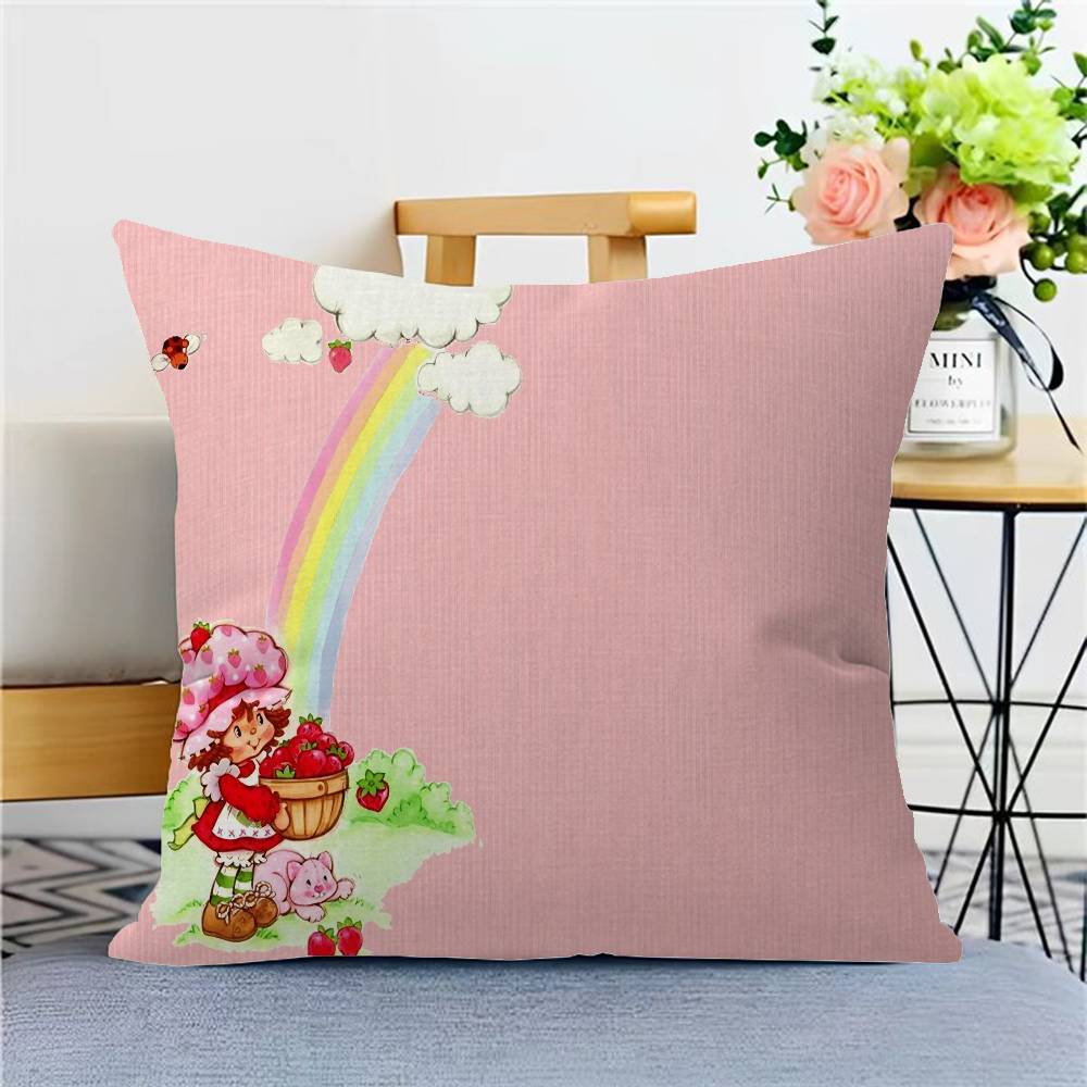 S-Strawberry Cartoon S-Shortcake Girl 45*45cm Cushion Cover Pillow Cover Decor Pillowcase Home Pillowcase For Couch Pillow