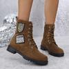 2024 Damen Herbst Chunky Heel Runde Spitze Martin Boots in Übergröße - Britischer Stil Kurze Stiefel