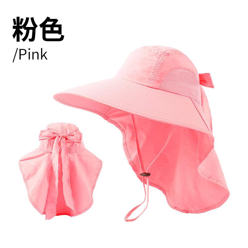 Big-brimmed bucket hat women's dew ponytail sun protection hat summer sun hat outdoor sun hat UV protection mountaineering hat