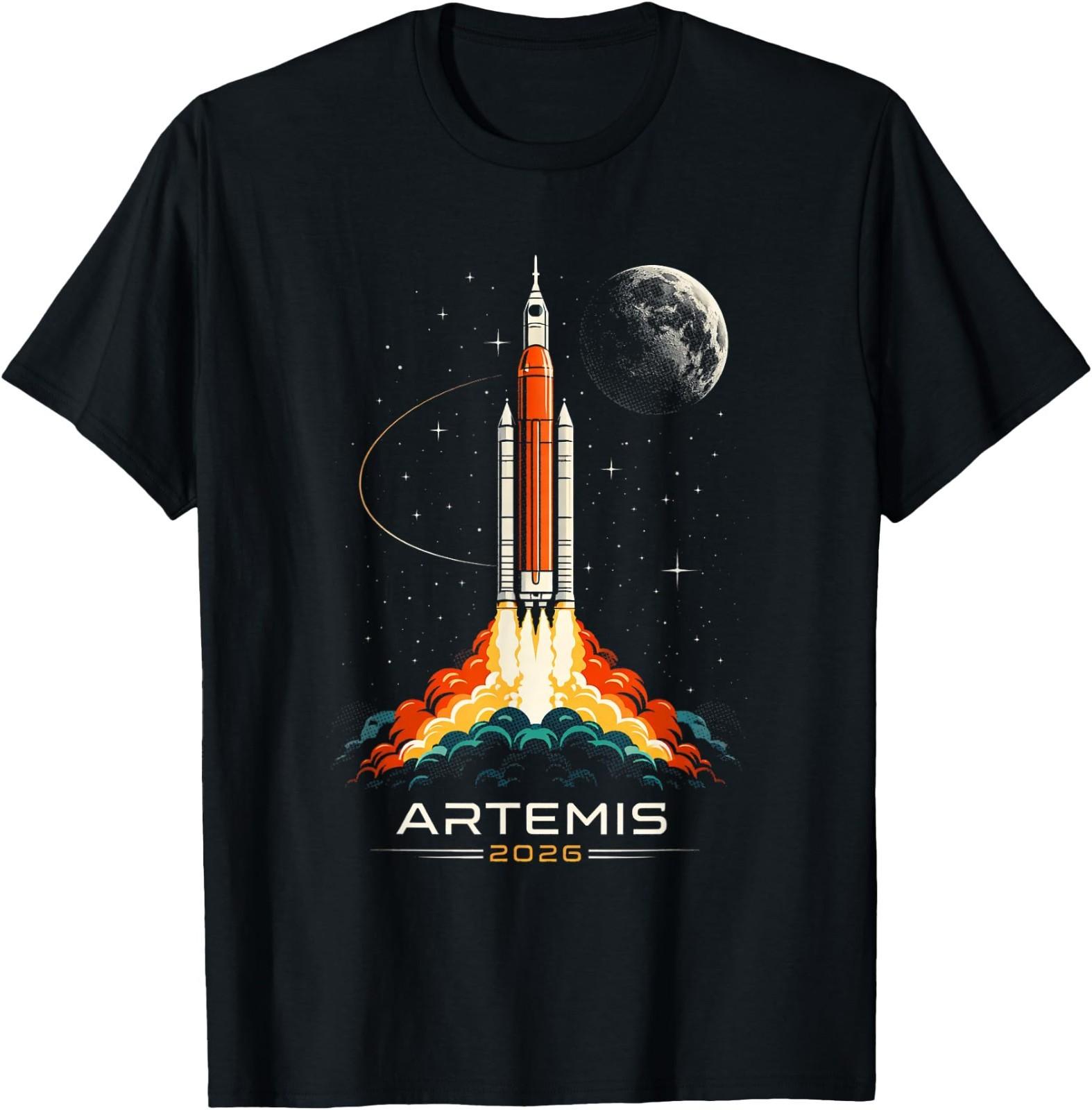 Artemis II Space Rocket Launch Mission to The Moon Art T-Shirt S разноцветный