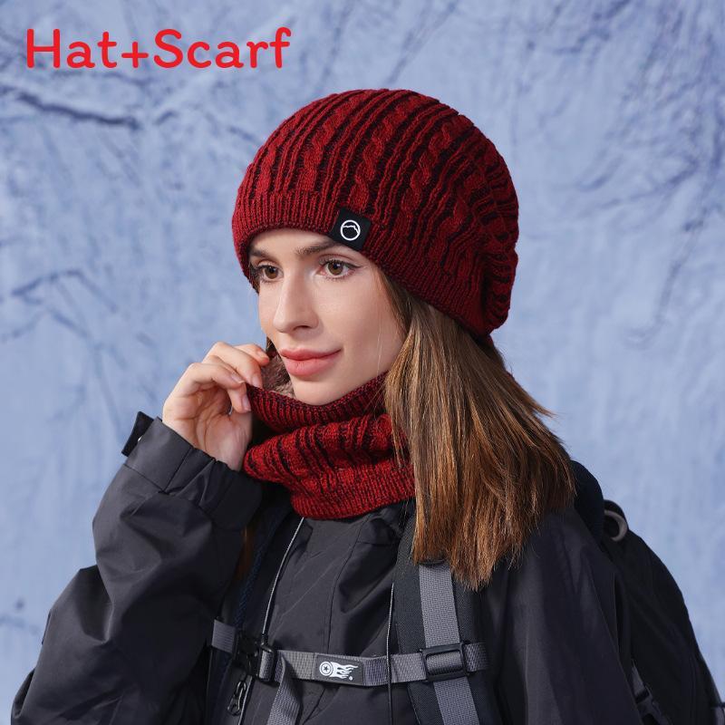 Knit Hat And Scarf Set For Women With Fleece Lining Winter Warmth And Protection
