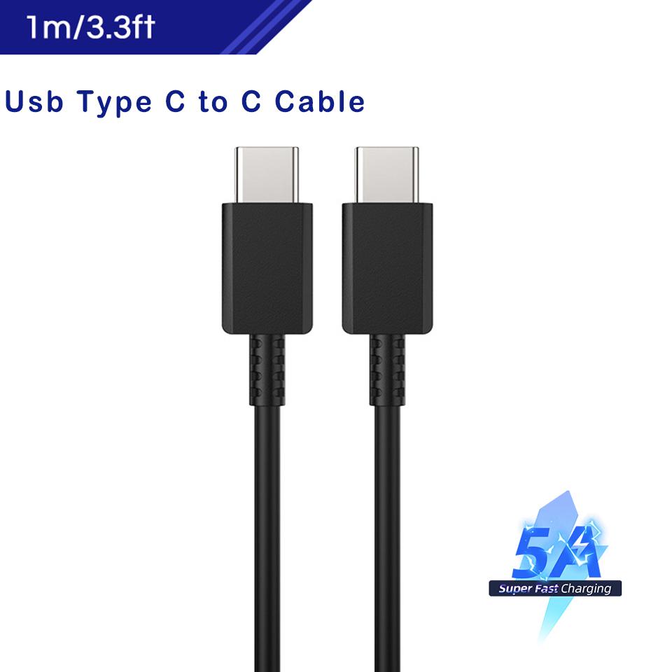 

5A Pd Usb-кабель 45 Вт Type C - Type C сверхбыстрый зарядный кабель для Samsung S25 S24 S23 S22 S20 Note 20 A34 A54 A55 A56 A26 A16 Tab S8 S7 зарядный шнур 1M(3.3FT) чёрный