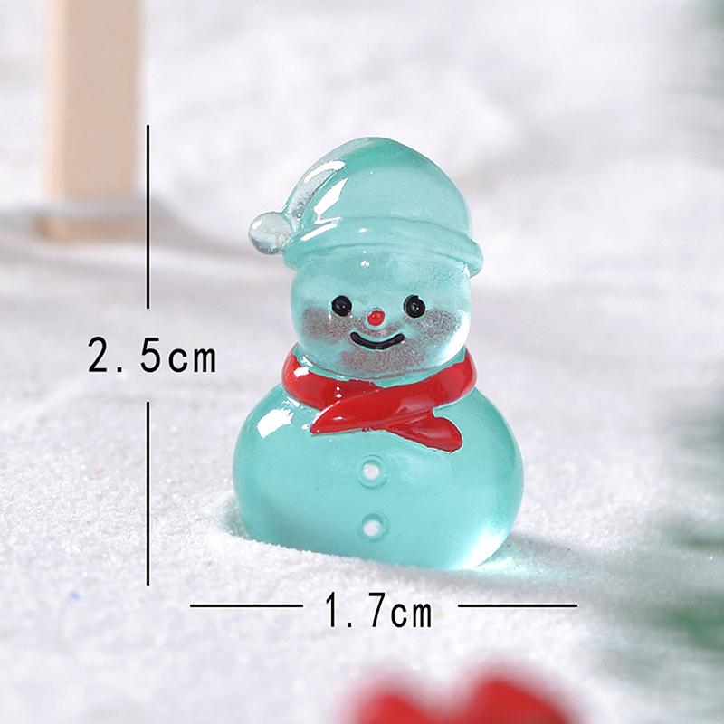 1Pc Luminous Micro Landscape Snowman Ornaments Diy Resin Christmas Garden Decoration Outdoor Patio Lawn Yard Garden Accessories