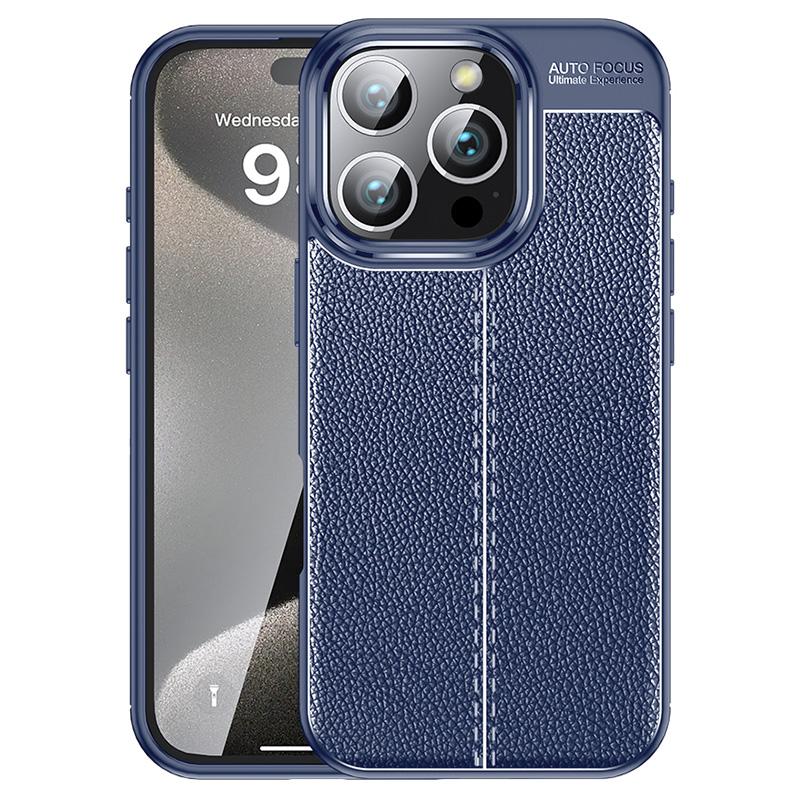 For iPhone 16 Pro Case Litchi Texture Shockproof TPU Phone Cover