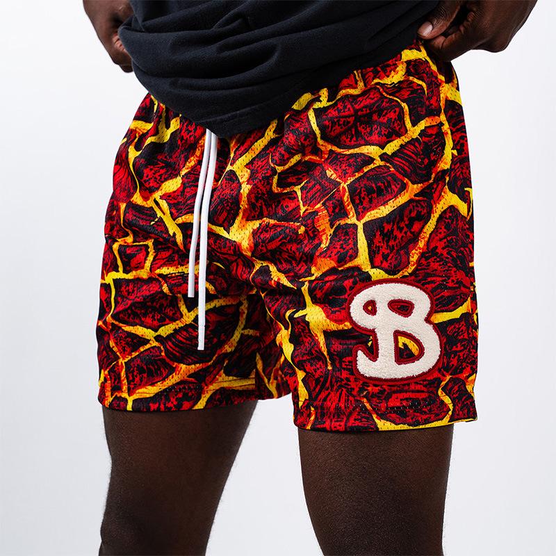 Trendy Brand Men's Quick-Dry Mesh Shorts - American Summer Style for Outdoor Sports & Beach