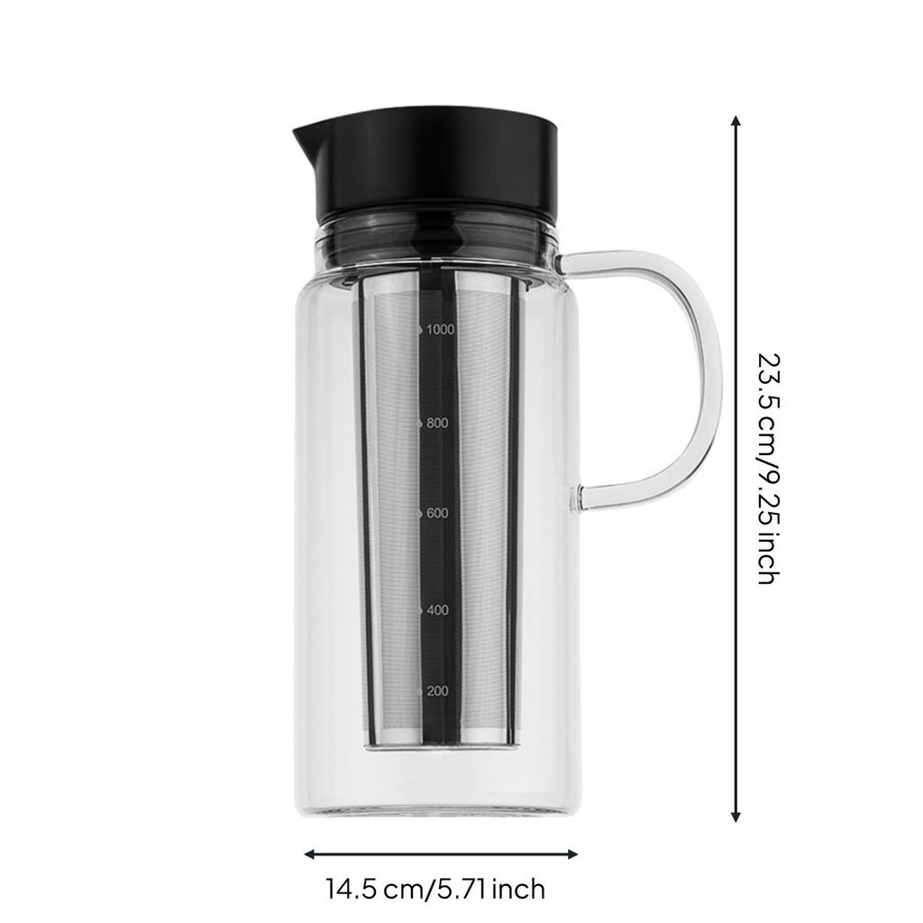 Cold Brew Coffee Maker Reusable Glass Pitcher with Lid Sun Tea for Kitchen