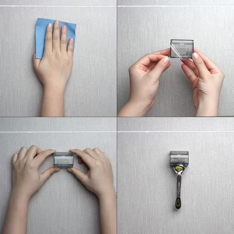 Manual Shaver Storage Rack Self Adhesive Rust Resistant 1Pcs Holder for Guest Bathroom Shower Storage Organization