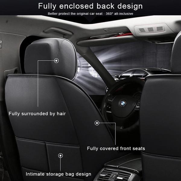 Universal DurableCar Front Seat Covers PU Leather Seat Cushion Car Protection Mat Skin Friendly Seat Cover 360° Fully Wrapped Back