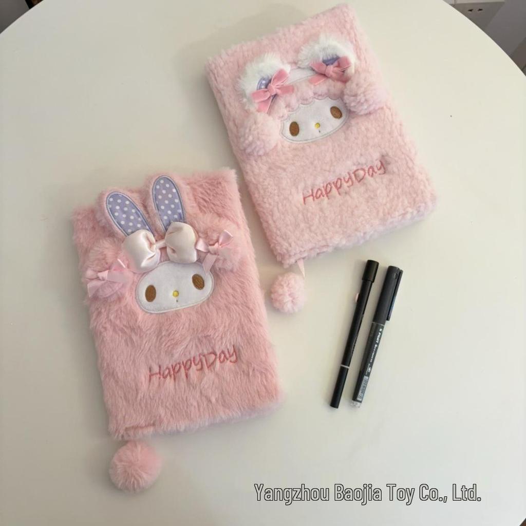 Cute Cartoon Plush Heart Notebook for Girls - Perfect Girly Gift