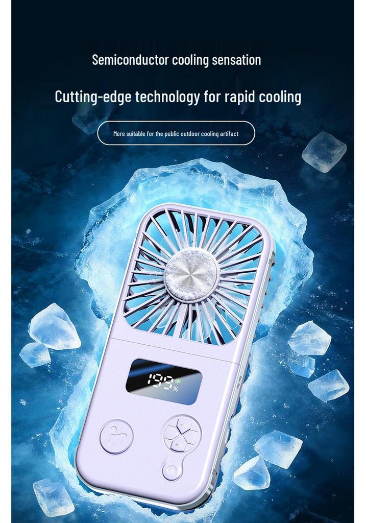 Portable Mini Handheld/Neck-Hanging Fan with Rechargeable USB, High-Speed, Cold Compress, Semiconductor Cooling