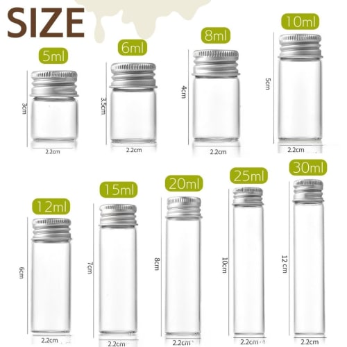 I'm So Happy Small Glass Bottles with Airtight Lids, Suitable for Storing Liquids and Other Small Items, Set of 20 (20ml)