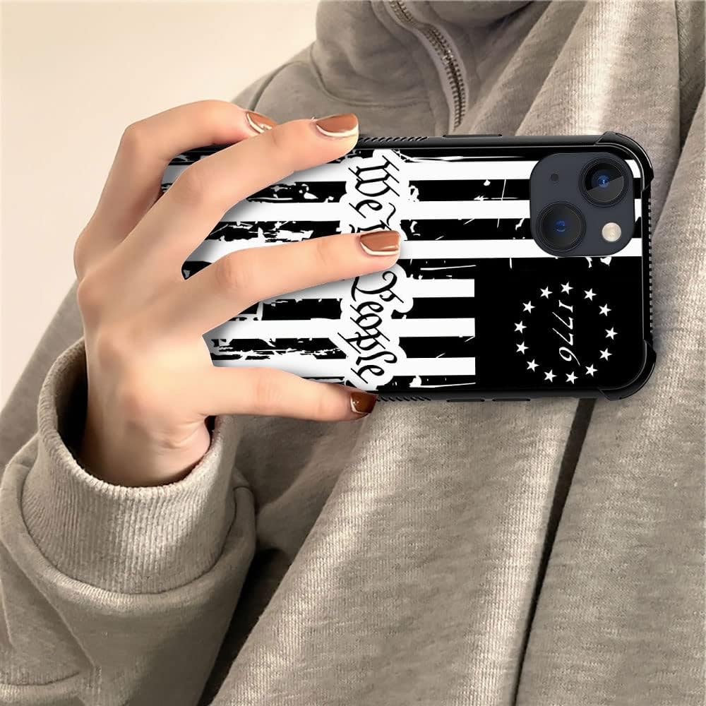 Compatible with iPhone 14,H American Flag KT8 Pattern Design Scratch and Shock Resistant Rugged TPU Protective Case for iPhone 14 6.1 Inch