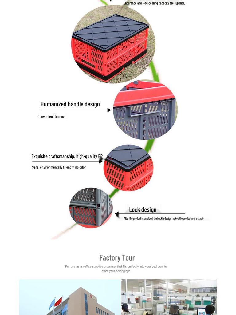 Foldable Plastic Shopping & Storage Basket for Market, Picnic, & Home