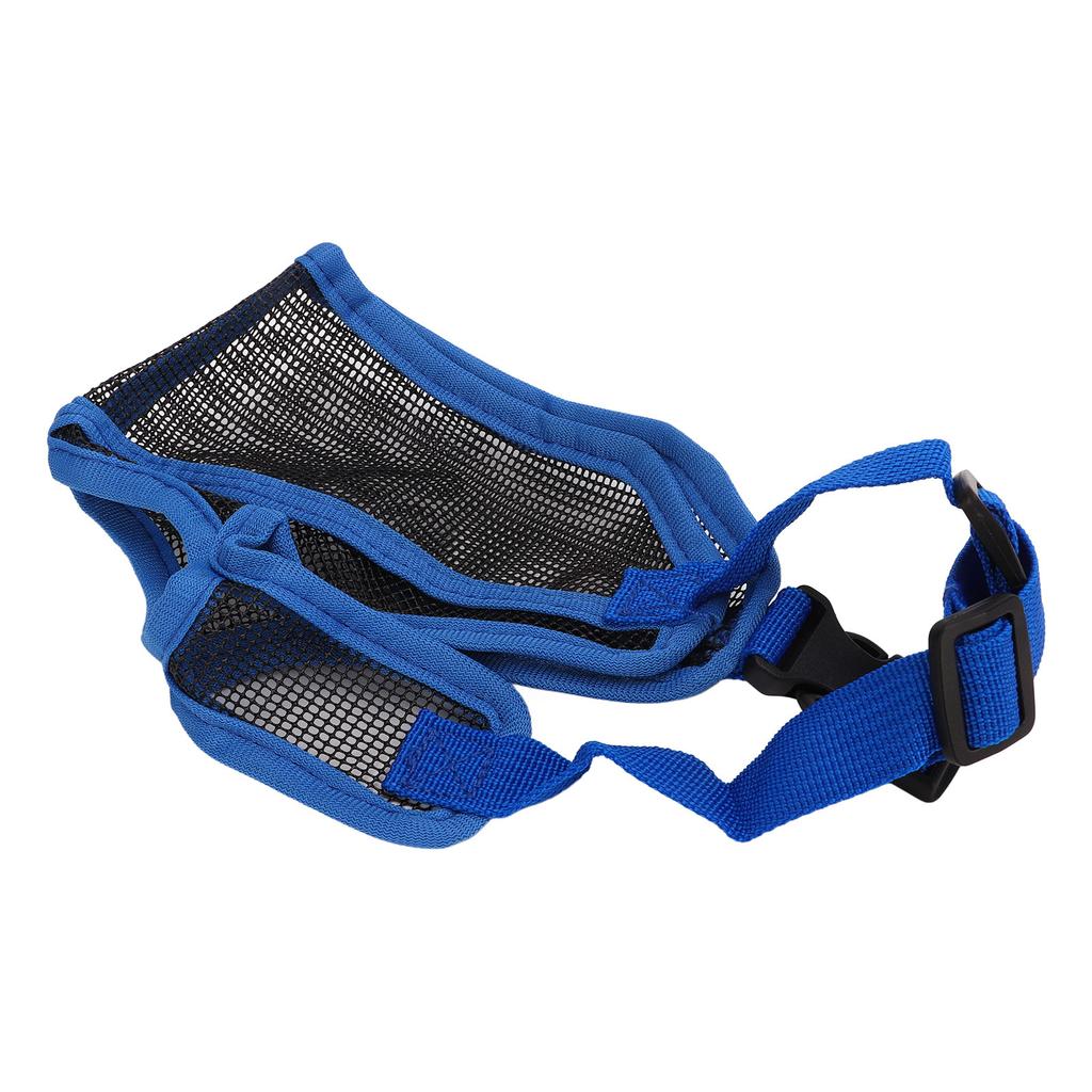 Short Snout Dog Muzzle Adjustable Breathable Prevent Biting Chewing Dog Mesh Muzzle for Bulldog Shar Pei Chihuahua Blue