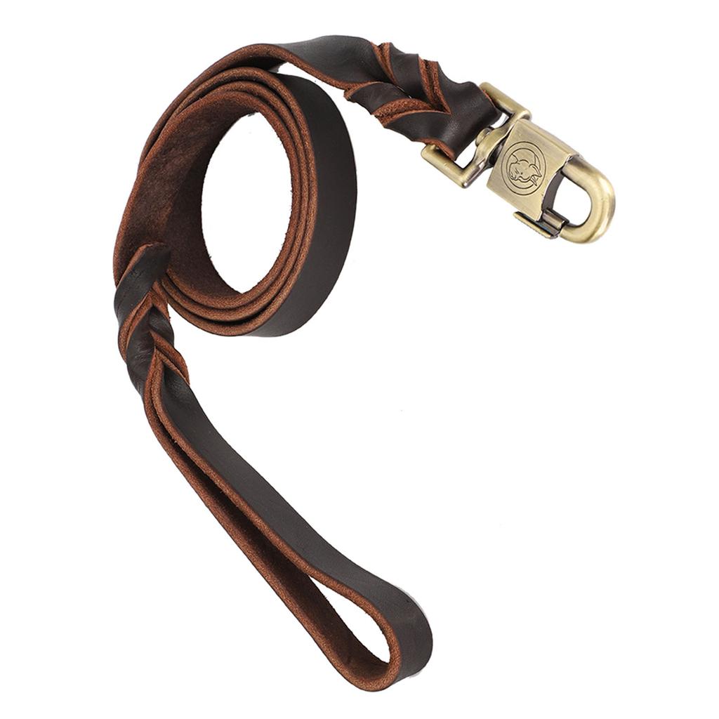 1pc Soft Leather Dog Collar & Leash In Braided Pet Chain (2.5 X 150cm)