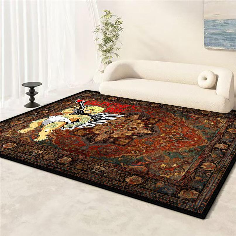 Persischer Retro Teppich in Übergröße für das Wohnzimmer Cartoon Rutschfest Kinderzimmer Dekoration Teppich Weiche Sofatischmatte Maschinenwaschbar