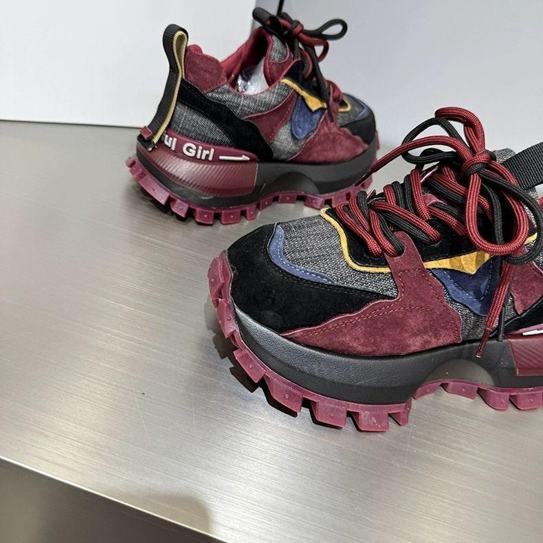 Thick-soled inner height increase Xiaobai 22 spring and autumn new dad shoes leather surface casual sports shoes