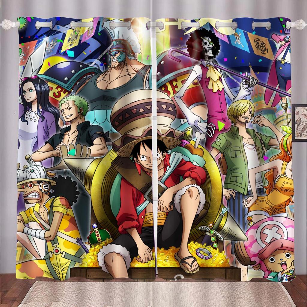 Rideau de dessin animé Monkey D Luffy pour la maison, une pièce, mignon, imprimé, filtrant la lumière, pour salon, chambre à coucher, protection contre la chaleur et le soleil