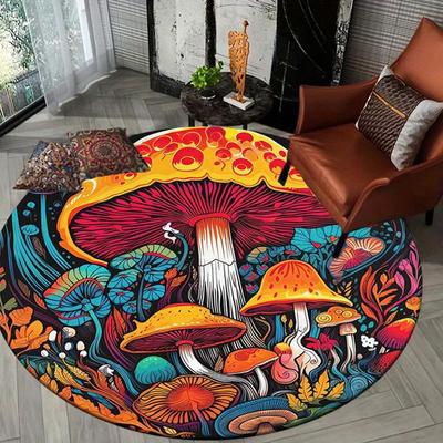 Round Colorful Mushroom Floor Mats Rug For Bedroom Carpet For Live Room Sofa Carpet Study Room Floor Mats Home Decoration