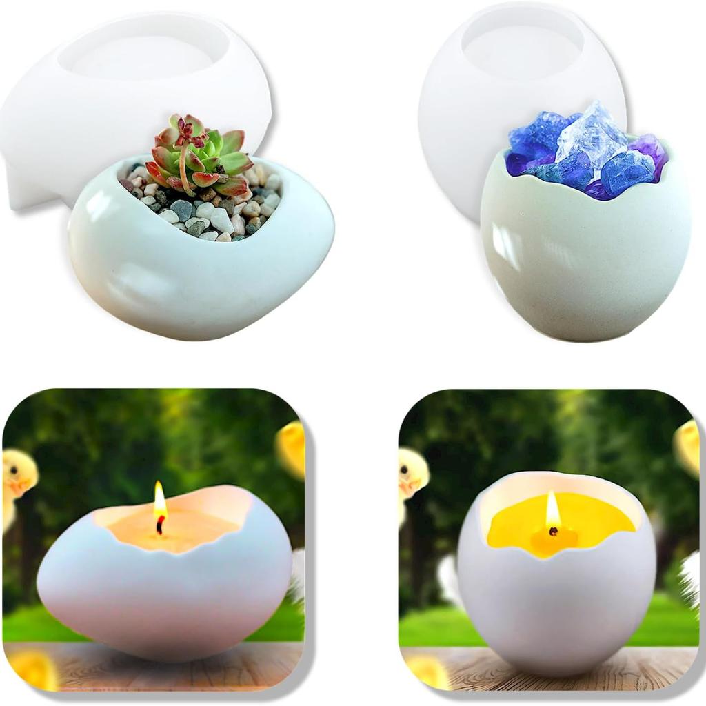 2pcs Dinosaur Egg-shaped Storage Silicone Mold, Diy Epoxy Resin, Wax Container and Clay Crafts