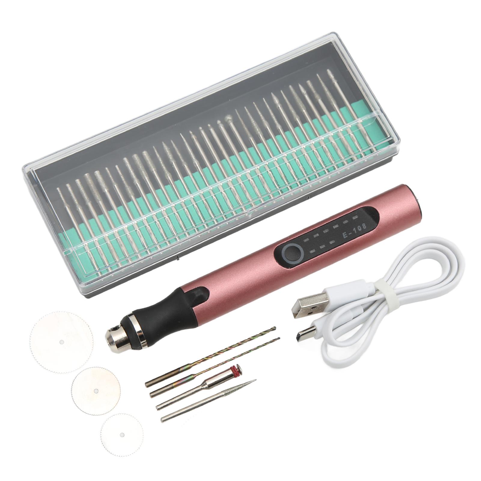 

Ручка для гравировки Портативная беспроводная зарядка 3 скорости DIY Сверление Резка Шлифовка Надпись Металл розового золота