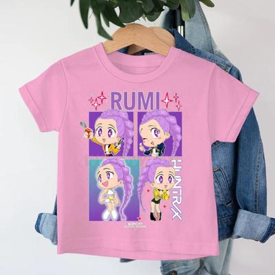 KPop Dämonenjäger Rumi Mode Kinder T-Shirt Sommer Kurzarm T-Shirt Kinderkleidung Niedliches Cartoon Mädchen T-Shirt Oberteile Fans Geschenk