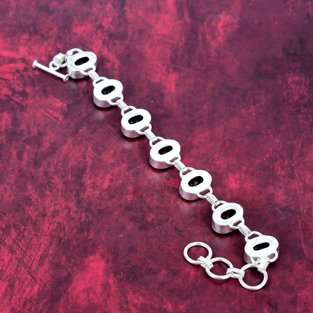 Røykfarget topas 925 solid sterlingsølvarmbånd, Håndlaget edelstensarmbåndssmykke, Gaver til kone Helt nytt armbånd